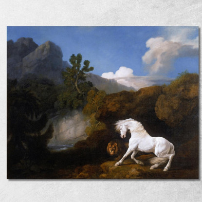 Cavallo Spaventato Da Un Leone George Stubbs gst22 quadro stampato su tela