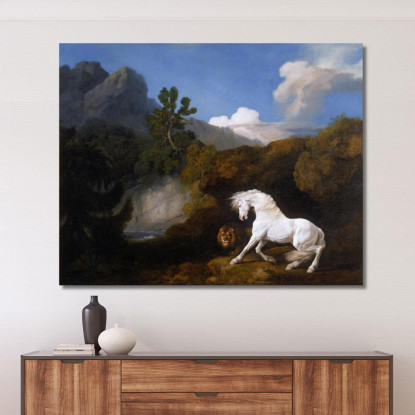 Cavallo Spaventato Da Un Leone George Stubbs gst22 quadro stampato su tela