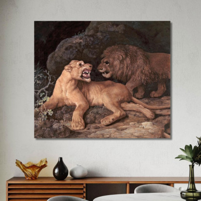 Leone E Leonessa George Stubbs gst26 quadro stampato su tela