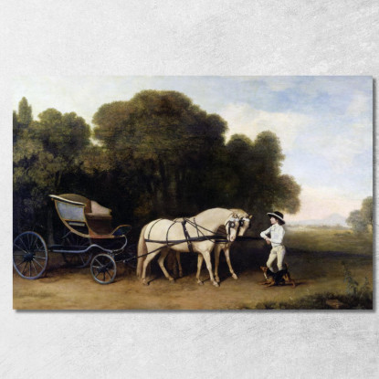 Fetonte Con Una Coppia Di Pony Color Crema E Uno Stalliere George Stubbs gst33 quadro stampato su tela