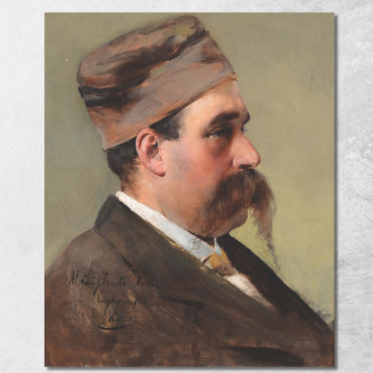 Profilo Maschile Con Cappello Vittorio Matteo Corcos vmc30 quadro stampato su tela