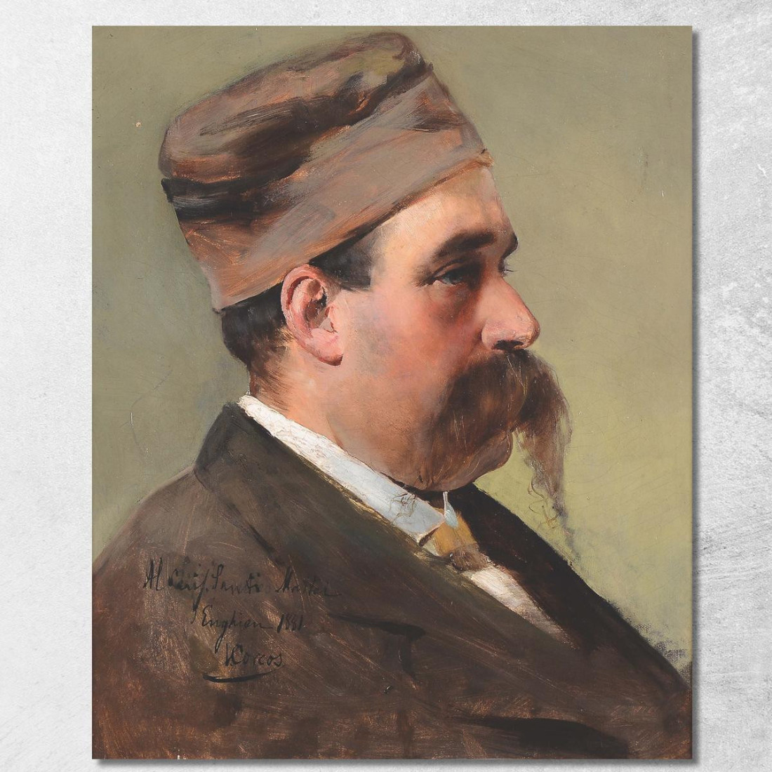 Profilo Maschile Con Cappello Vittorio Matteo Corcos vmc30 quadro stampato su tela