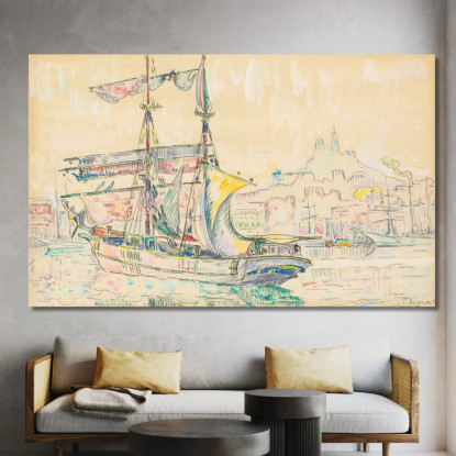 Marsiglia. Veliero Paul Signac psn62 quadro stampato su tela