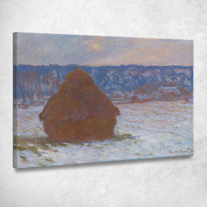 Pila Di Grano Neve Effetto Giorno Nuvoloso Claude Monet mnt309 quadro stampato su tela