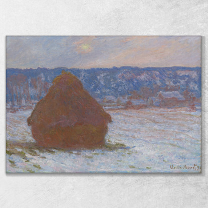 Pila Di Grano Neve Effetto Giorno Nuvoloso Claude Monet mnt309 quadro stampato su tela