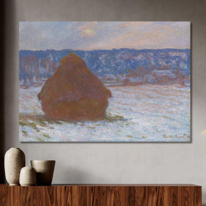 Pila Di Grano Neve Effetto Giorno Nuvoloso Claude Monet mnt309 quadro stampato su tela