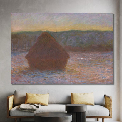 Pila Di Grano Disgelo Tramonto Claude Monet mnt310 quadro stampato su tela