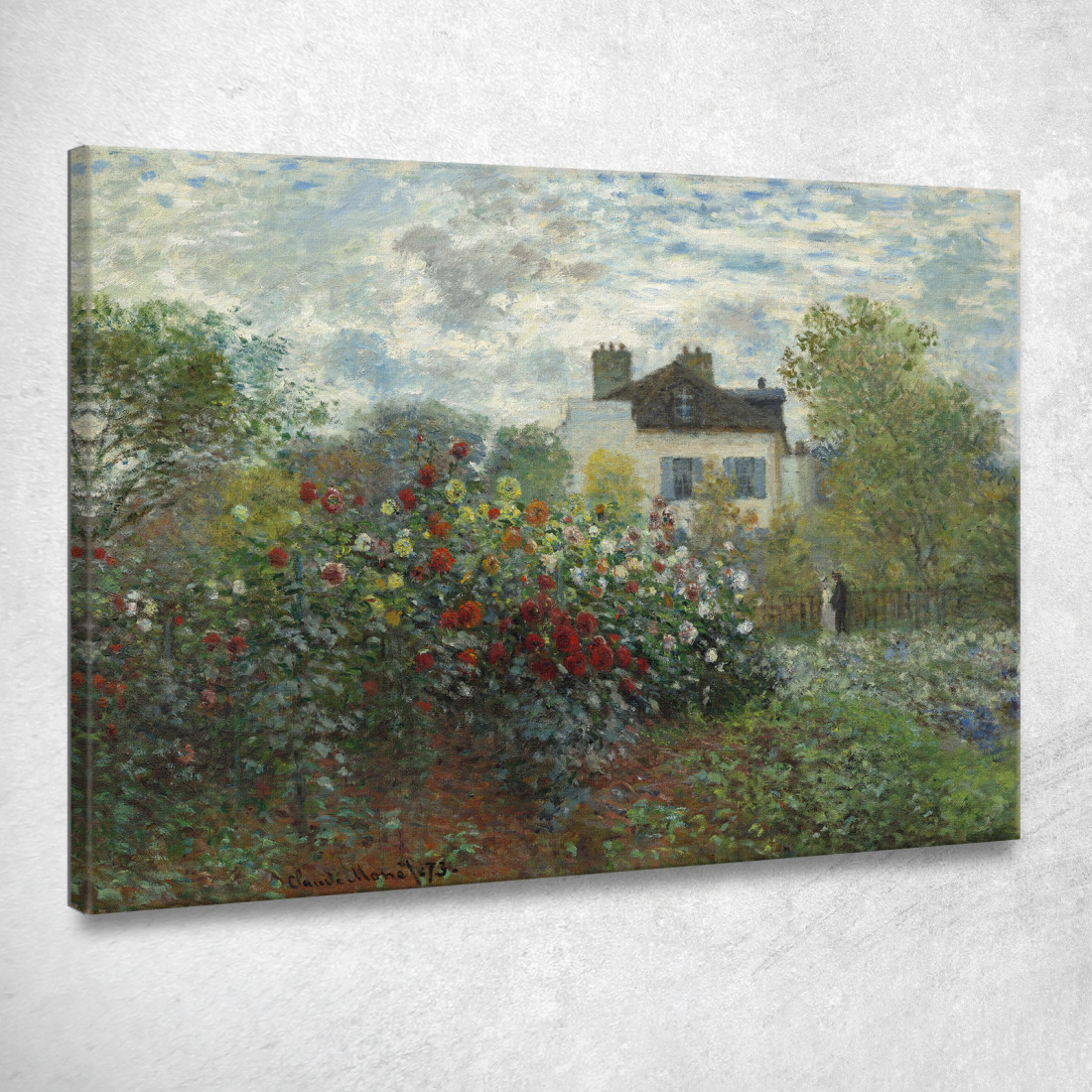 Il Giardino Dell Artista Ad Argenteuil Un Angolo Del Giardino Con Le Dalie Claude Monet mnt316 quadro stampato su tela