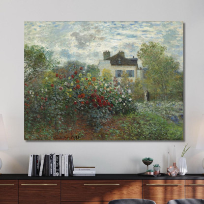 Il Giardino Dell Artista Ad Argenteuil Un Angolo Del Giardino Con Le Dalie Claude Monet mnt316 quadro stampato su tela