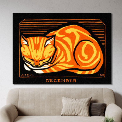 Dicembre Gatto Julie de Graag jdg12 quadro stampato su tela