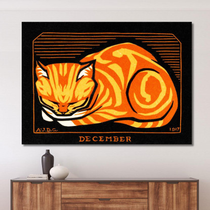 Dicembre Gatto Julie de Graag jdg12 quadro stampato su tela