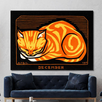 Dicembre Gatto Julie de Graag jdg12 quadro stampato su tela