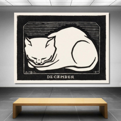 Dicembre Gatto 2 Julie de Graag jdg13 quadro stampato su tela
