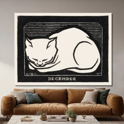 Dicembre Gatto 2 Julie de Graag jdg13 quadro stampato su tela