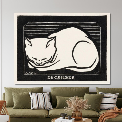 Dicembre Gatto 2 Julie de Graag jdg13 quadro stampato su tela