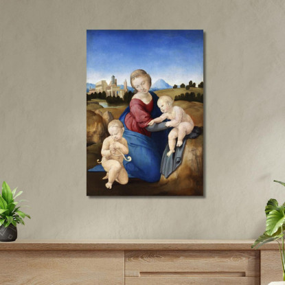 Madonna Col Bambino E San Giovannino Raffaello Sanzio rph13 quadro stampato su tela