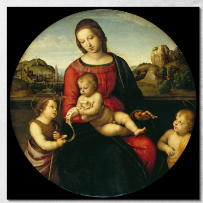 Maria Con Il Bambino Giovanni Battista E Un Santo Bambino Madonna Terranuova Raffaello Sanzio rph19 quadro stampato su tela