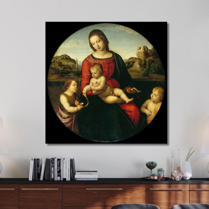 Maria Con Il Bambino Giovanni Battista E Un Santo Bambino Madonna Terranuova Raffaello Sanzio rph19 quadro stampato su tela