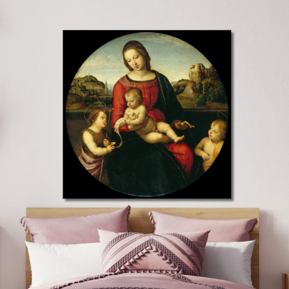 Maria Con Il Bambino Giovanni Battista E Un Santo Bambino Madonna Terranuova Raffaello Sanzio rph19 quadro stampato su tela