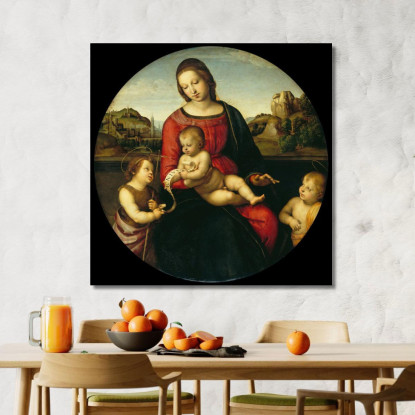 Maria Con Il Bambino Giovanni Battista E Un Santo Bambino Madonna Terranuova Raffaello Sanzio rph19 quadro stampato su tela