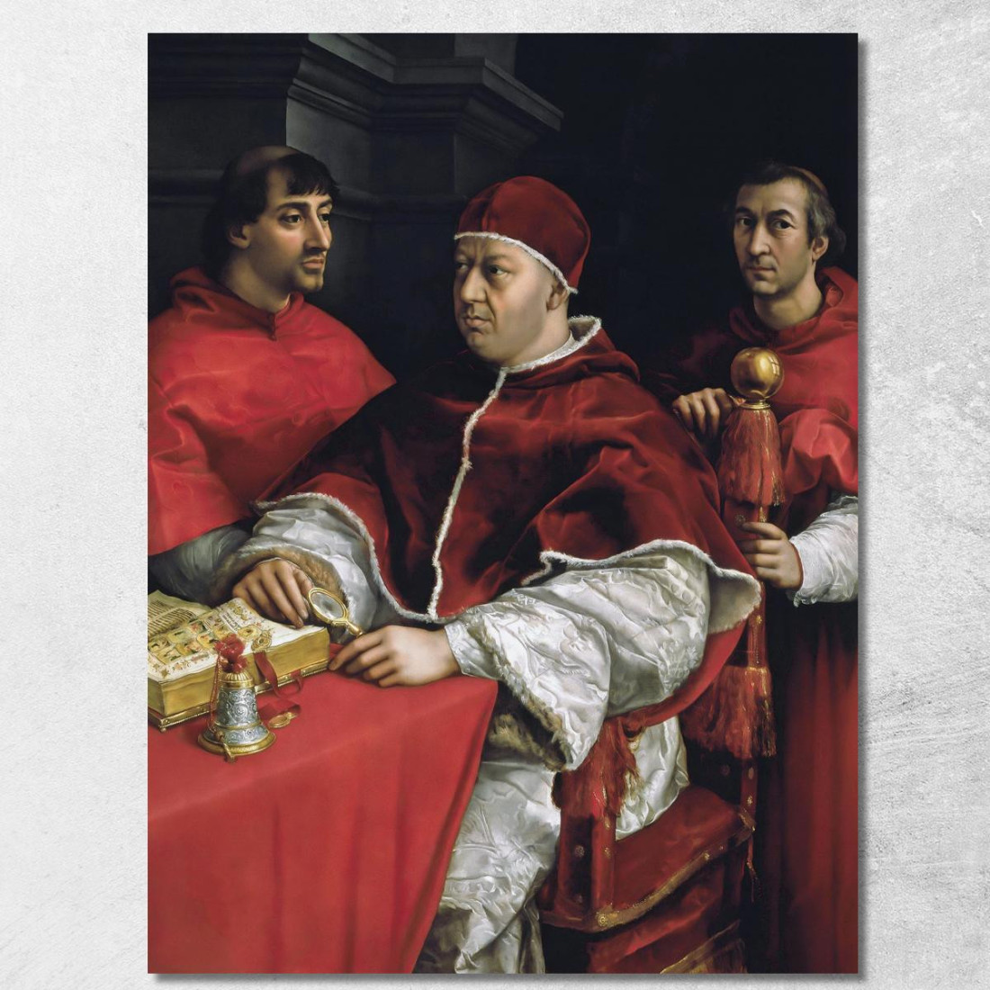 Ritratto Di Papa Leone X E Dei Suoi Cugini Cardinali Giulio De' Medici Raffaello Sanzio rph28 quadro stampato su tela