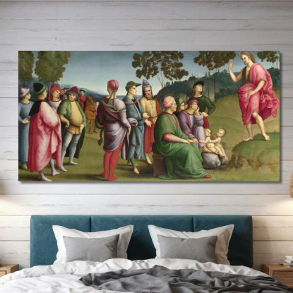 La Predicazione Di San Giovanni Battista Raffaello Sanzio rph31 quadro stampato su tela