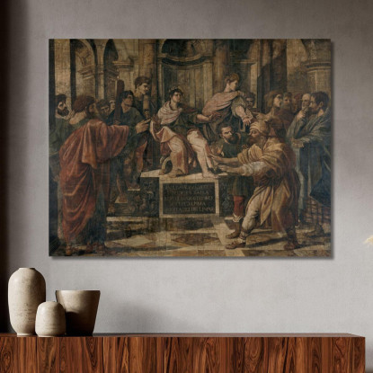 L'Accecamento Di Elimi Raffaello Sanzio rph38 quadro stampato su tela