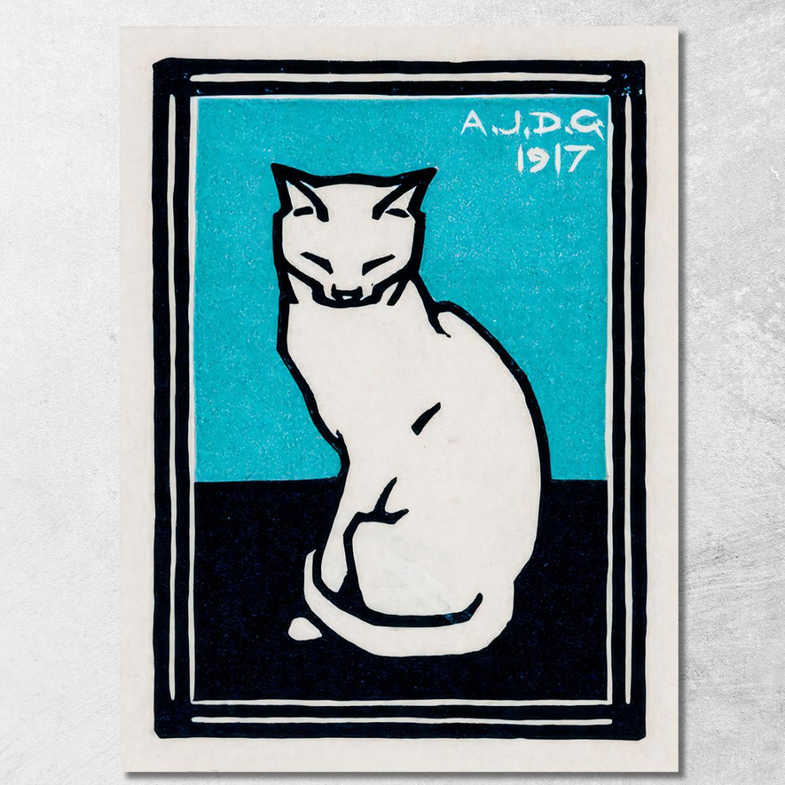 Gatto Seduto 2 Julie de Graag jdg53 quadro stampato su tela