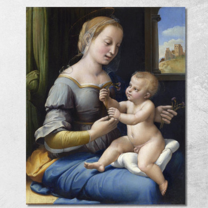 La Madonna Dei Rosa Raffaello Sanzio rph42 quadro stampato su tela