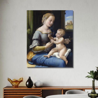 La Madonna Dei Rosa Raffaello Sanzio rph42 quadro stampato su tela