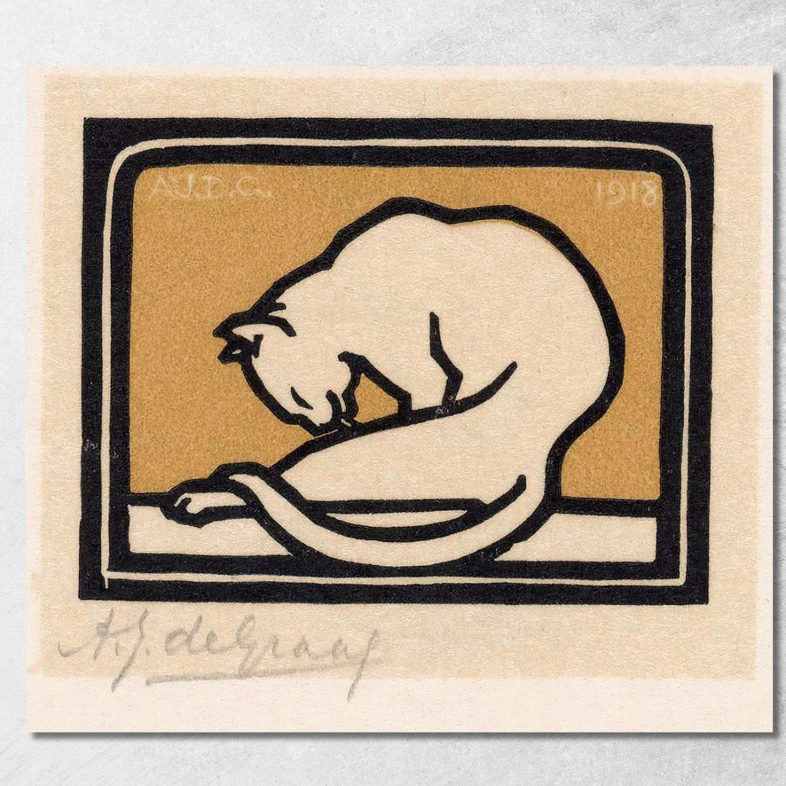 Lavaggio Del Gatto Julie de Graag jdg72 quadro stampato su tela