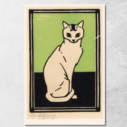 Gatto Seduto 2 Julie de Graag jdg74 quadro stampato su tela