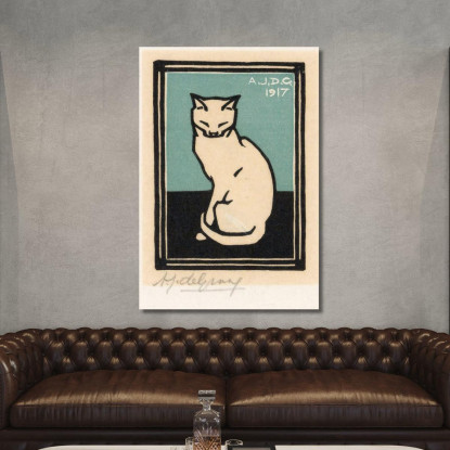 Gatto Seduto Con Gli Occhi Chiusi Julie de Graag jdg75 quadro stampato su tela