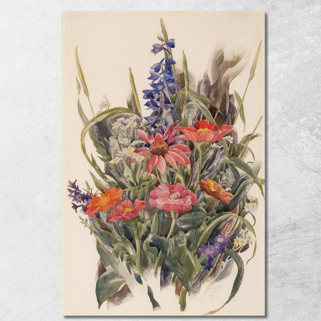 Zinnias Larkspur E Margherite Charles Demuth cdm56 quadro stampato su tela