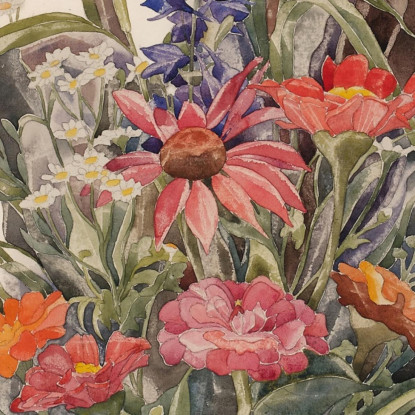 Zinnias Larkspur E Margherite Charles Demuth cdm56 quadro stampato su tela