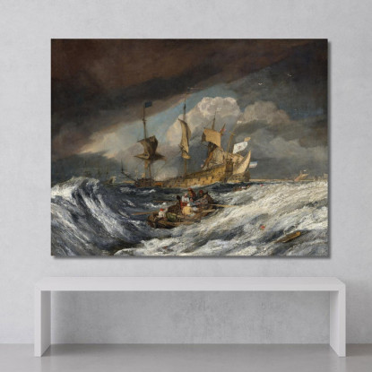 Barche Che Trasportano Le Ancore Alle Navi Da Guerra Olandesi Joseph Mallord William Turner jwt31 quadro stampato su tela