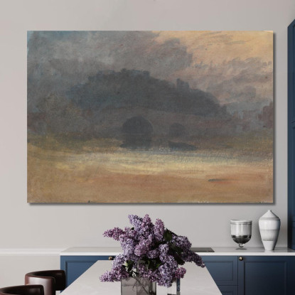 Paesaggio Serale Con Castello E Ponte Nello Yorkshire Joseph Mallord William Turner jwt43 quadro stampato su tela