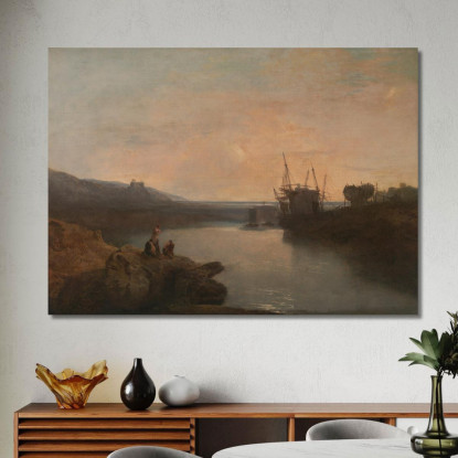 Il Castello Di Harlech Dal Crepuscolo Serale Estivo Di Tygwyn Ferry Joseph Mallord William Turner jwt55 quadro stampato su tela