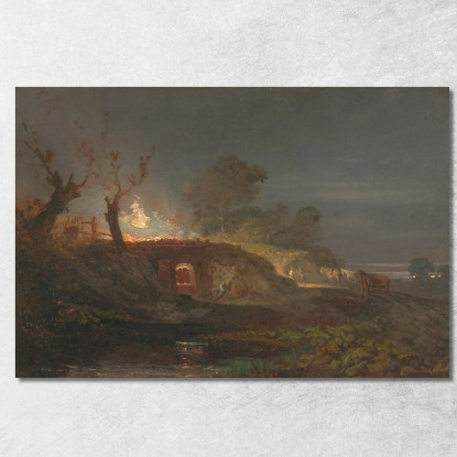 Fornace Da Calce A Coalbrookdale Joseph Mallord William Turner jwt69 quadro stampato su tela