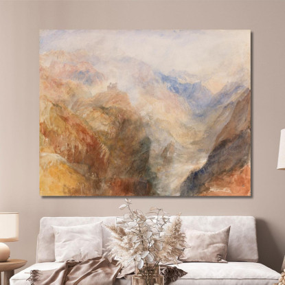 Montjovet Da Sotto St Vincent Guardando La Val D'Aosta Verso Berriaz Joseph Mallord William Turner jwt81 quadro stampato su tela