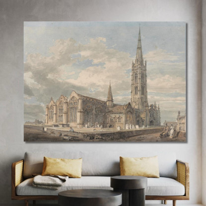 Vista Nord-Est Della Chiesa Di Grantham Lincolnshire Joseph Mallord William Turner jwt87 quadro stampato su tela