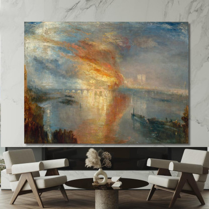 L'Incendio Delle Camere Dei Lord E Dei Comuni 16 Ottobre 1834 Joseph Mallord William Turner jwt123 quadro stampato su tela
