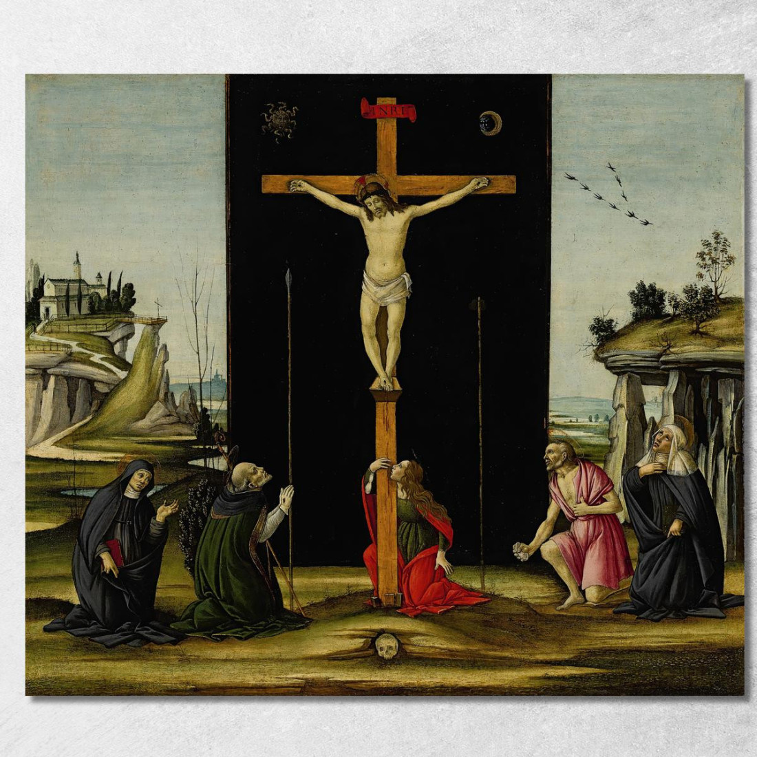 Cristo In Croce Adorato Dai Santi Monica Agostino Maria Maddalena Girolamo E Brigida Di Svezia Sandro Botticelli quadro stampato
