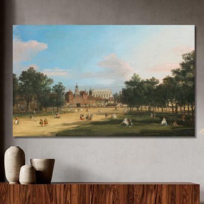 Une Vue Sur Les Old Horse Guards Et La Salle De Banquet Whitehall Vue Depuis Le Parc St. James Canaletto tableau impression sur
