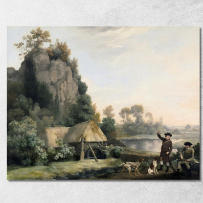 Two Gentlemen Going A Shooting With A View Of Creswell Crags Taken On The Spot George Stubbs canvas print