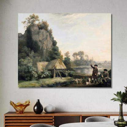 Dos Caballeros Disparando Con Vistas A Los Riscos De Creswell Tomadas En El Acto George Stubbs cuadro en lienzo