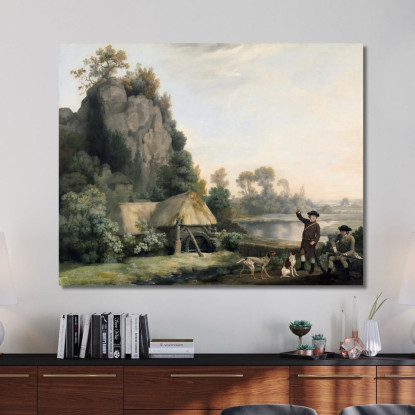Two Gentlemen Going A Shooting With A View Of Creswell Crags Taken On The Spot George Stubbs canvas print