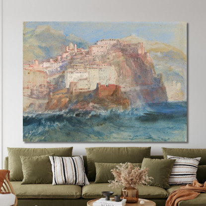 Genova Dal Mare Guardando La Chiesa Di Santa Maria Assunta A Carignano Joseph Mallord William Turner quadro stampato su tela