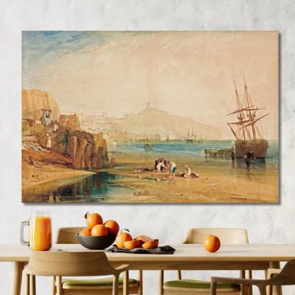 Ragazzi Mattutini Della Città E Del Castello Di Scarborough Che Catturano Granchi Joseph Mallord William Turner quadro stampato