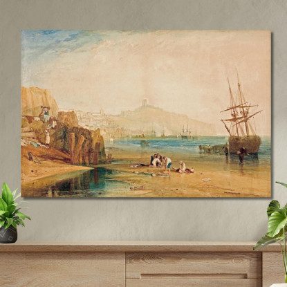 Ragazzi Mattutini Della Città E Del Castello Di Scarborough Che Catturano Granchi Joseph Mallord William Turner quadro stampato